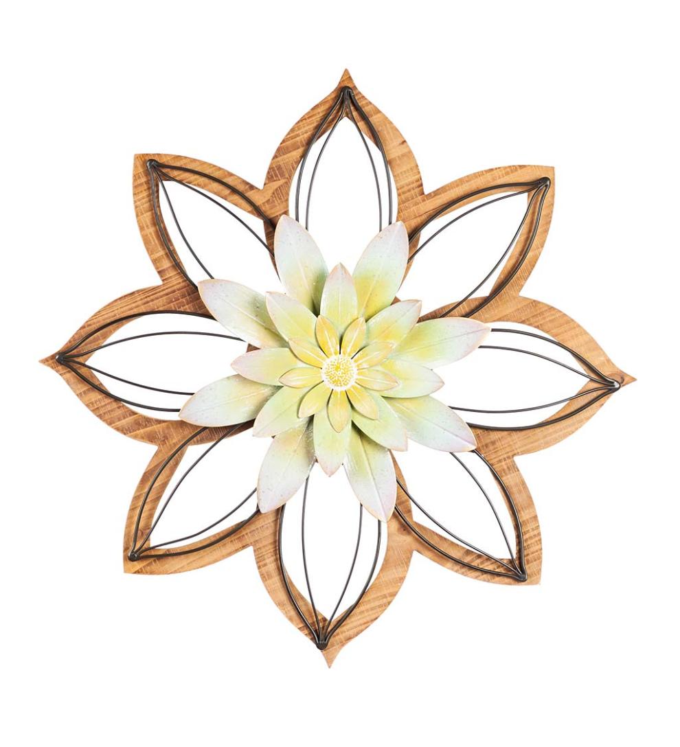 Plow & Hearth Home Accents Indoor Living Wood And Metal Floral Wall DÉCor