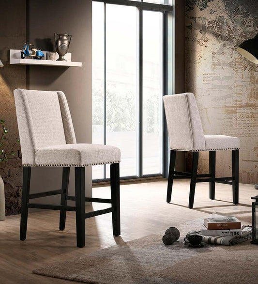 Plow & Hearth Kitchen & Bar Stools Indoor Living Upholstered Chair-Style 24" Counter Stools, Set Of 2 - Charcoal Gray/Espresso