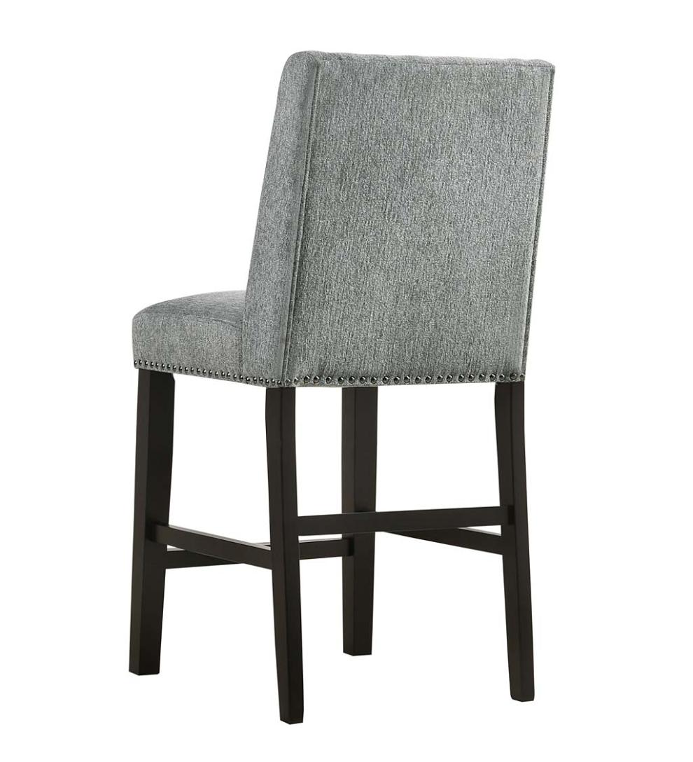 Plow & Hearth Kitchen & Bar Stools Indoor Living Upholstered Chair-Style 24" Counter Stools, Set Of 2 - Charcoal Gray/Espresso