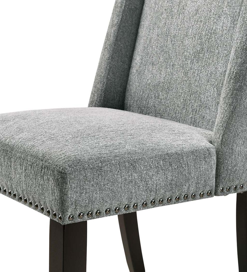 Plow & Hearth Kitchen & Bar Stools Indoor Living Upholstered Chair-Style 24" Counter Stools, Set Of 2 - Charcoal Gray/Espresso