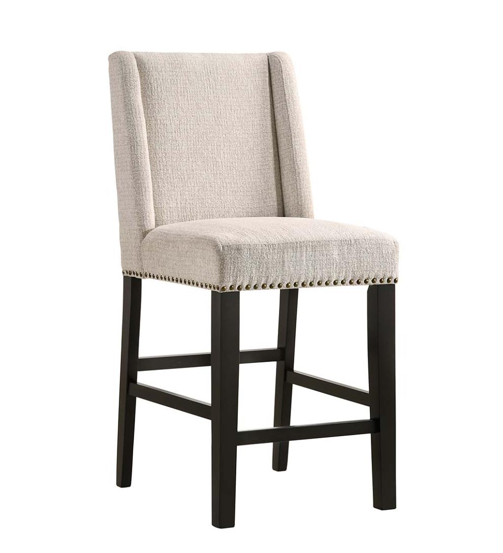Plow & Hearth Kitchen & Bar Stools Indoor Living Upholstered Chair-Style 24" Counter Stools, Set Of 2 - Charcoal Gray/Espresso