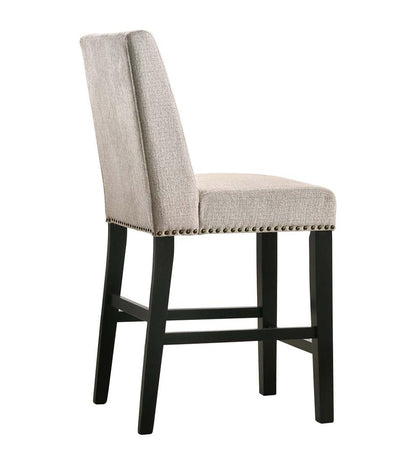 Plow & Hearth Kitchen & Bar Stools Indoor Living Upholstered Chair-Style 24" Counter Stools, Set Of 2 - Charcoal Gray/Espresso