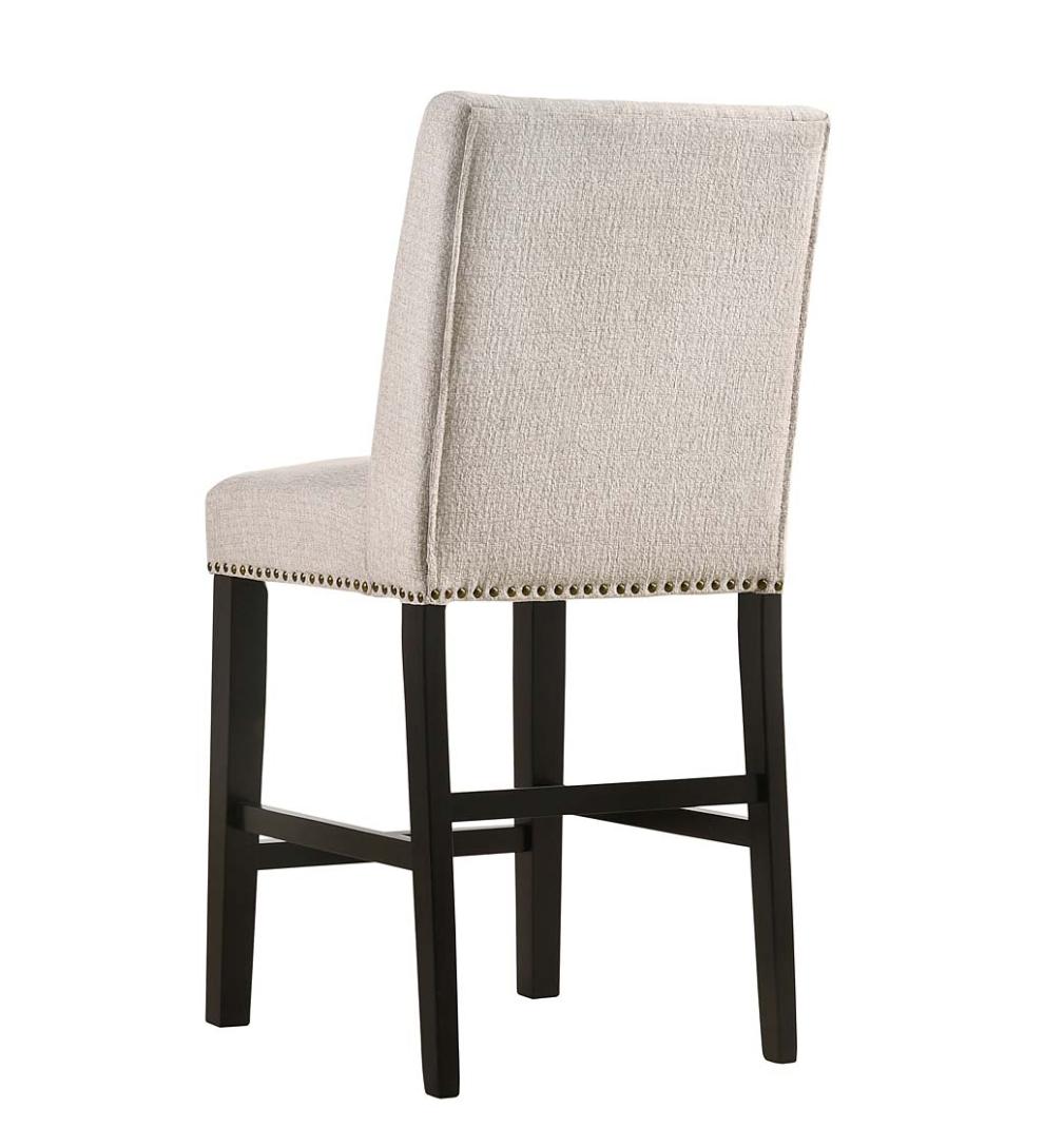 Plow & Hearth Kitchen & Bar Stools Indoor Living Upholstered Chair-Style 24" Counter Stools, Set Of 2 - Charcoal Gray/Espresso