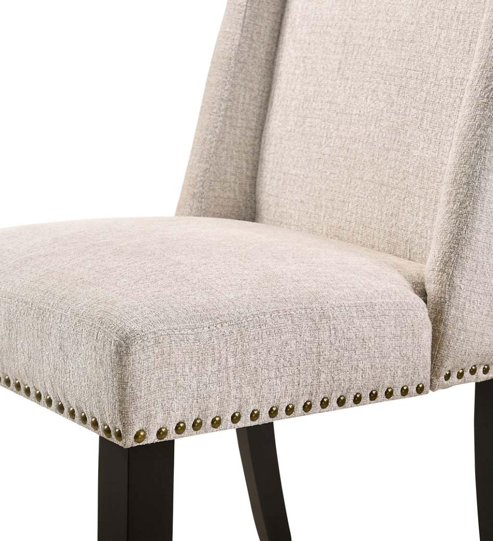 Plow & Hearth Kitchen & Bar Stools Indoor Living Upholstered Chair-Style 24" Counter Stools, Set Of 2 - Charcoal Gray/Espresso