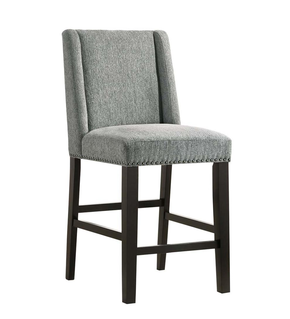 Plow & Hearth Kitchen & Bar Stools Indoor Living Upholstered Chair-Style 24" Counter Stools, Set Of 2 - Charcoal Gray/Espresso