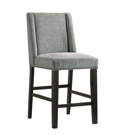 Plow & Hearth Kitchen & Bar Stools Indoor Living Upholstered Chair-Style 24" Counter Stools, Set Of 2 - Charcoal Gray/Espresso