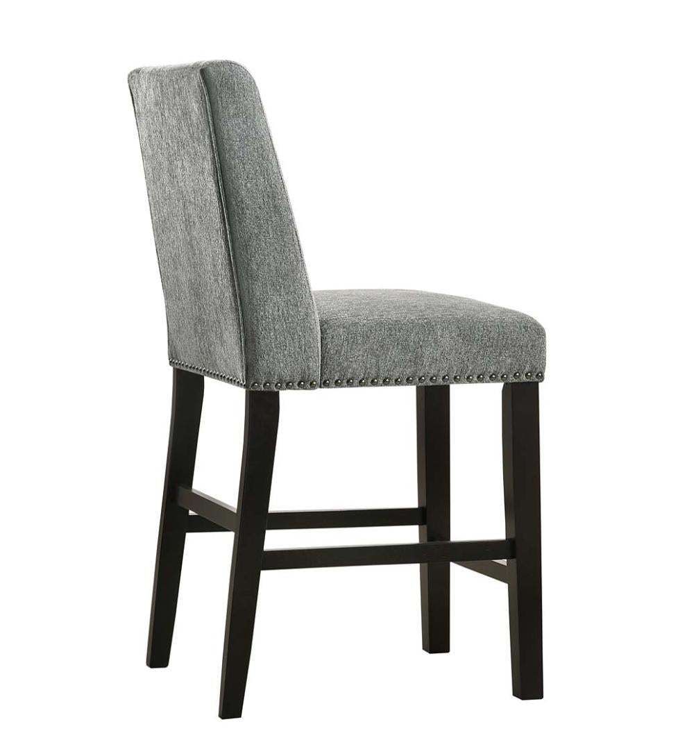 Plow & Hearth Kitchen & Bar Stools Indoor Living Upholstered Chair-Style 24" Counter Stools, Set Of 2 - Charcoal Gray/Espresso