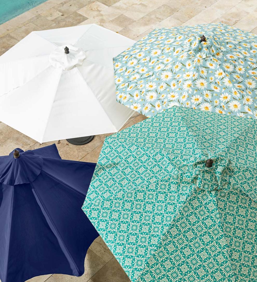 Plow & Hearth Shades & Umbrellas Outdoor Living Classic Patio Market Umbrella With Aluminum Pole, 9' Dia. - Forest Green
