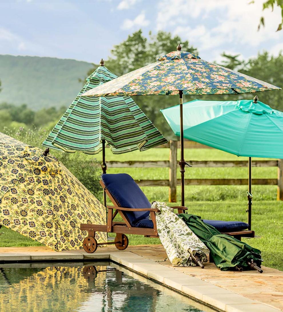 Plow & Hearth Shades & Umbrellas Outdoor Living Classic Patio Market Umbrella With Aluminum Pole, 9' Dia. - Forest Green
