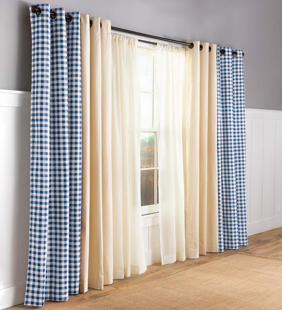 Plow & Hearth Valances Indoor Living Thermalogic Energy Efficient Insulated Check Grommet-Top Curtain Pairs