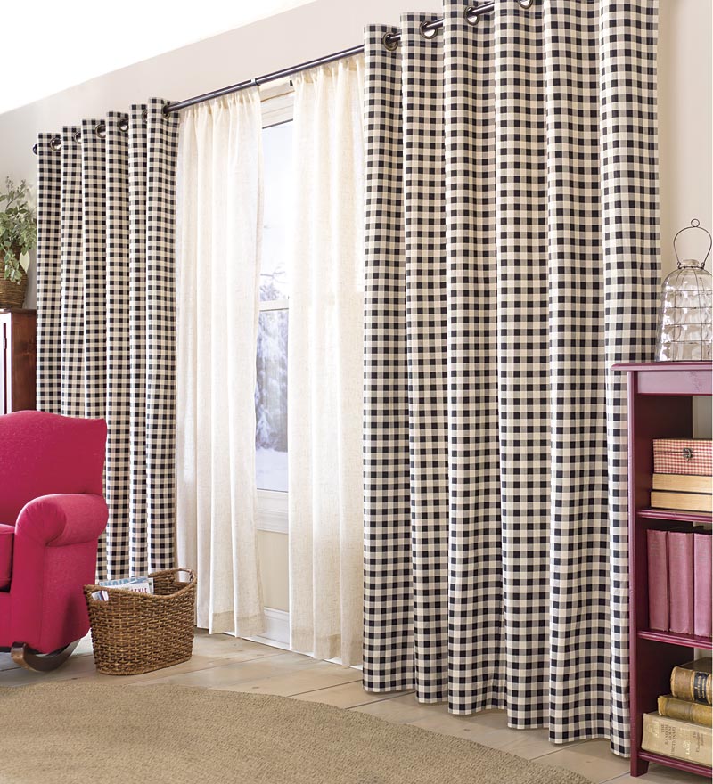 Plow & Hearth Valances Indoor Living Thermalogic Energy Efficient Insulated Check Grommet-Top Curtain Pairs