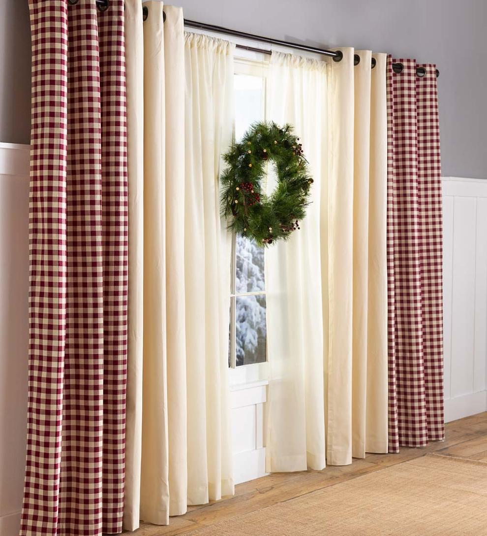 Plow & Hearth Valances Indoor Living Thermalogic Energy Efficient Insulated Check Grommet-Top Curtain Pairs