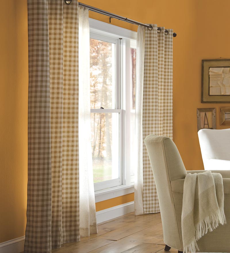 Plow & Hearth Valances Indoor Living Thermalogic Energy Efficient Insulated Check Grommet-Top Curtain Pairs