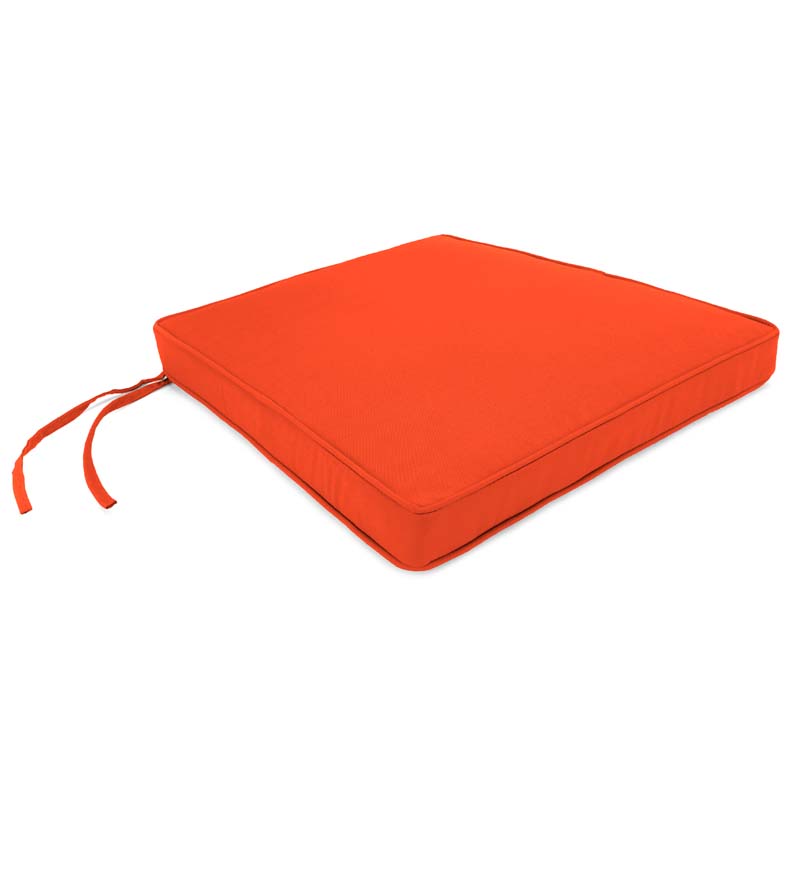 Plow & Hearth Outdoor Furniture Cushions Outdoor Living Sunbrella Tapered Chair Cushion With Ties, 19" Front/17" Back X 18" X 3" - Bandana