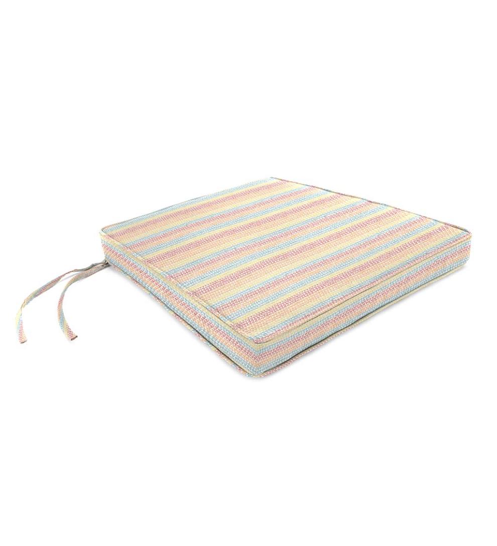 Plow & Hearth Outdoor Furniture Cushions Outdoor Living Sunbrella Tapered Chair Cushion With Ties, 19" Front/17" Back X 18" X 3" - Bandana