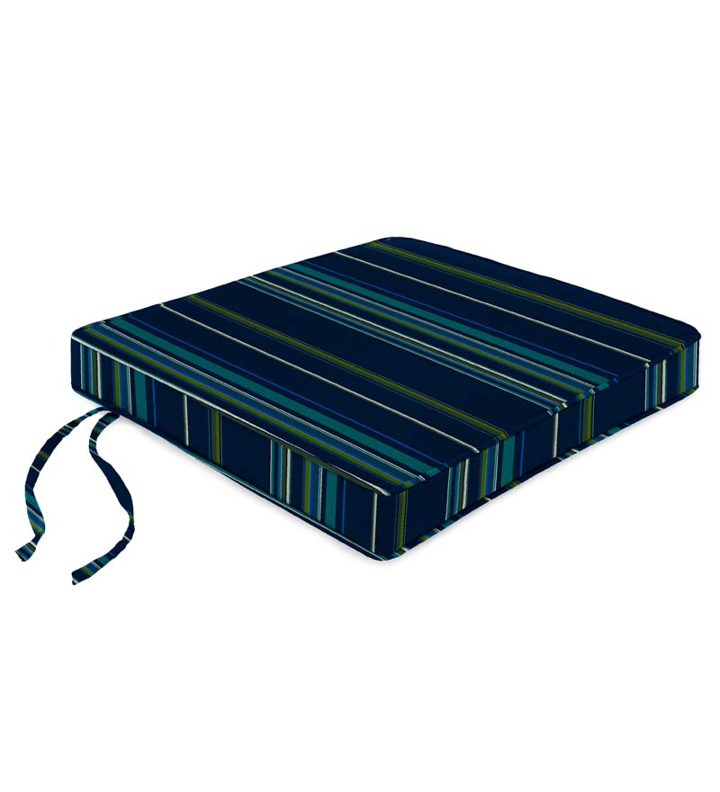 Plow & Hearth Outdoor Furniture Cushions Outdoor Living Sunbrella Tapered Rocker Seat Cushion With Ties, 21" Front/17" Back X 19" X 3" - Bandana