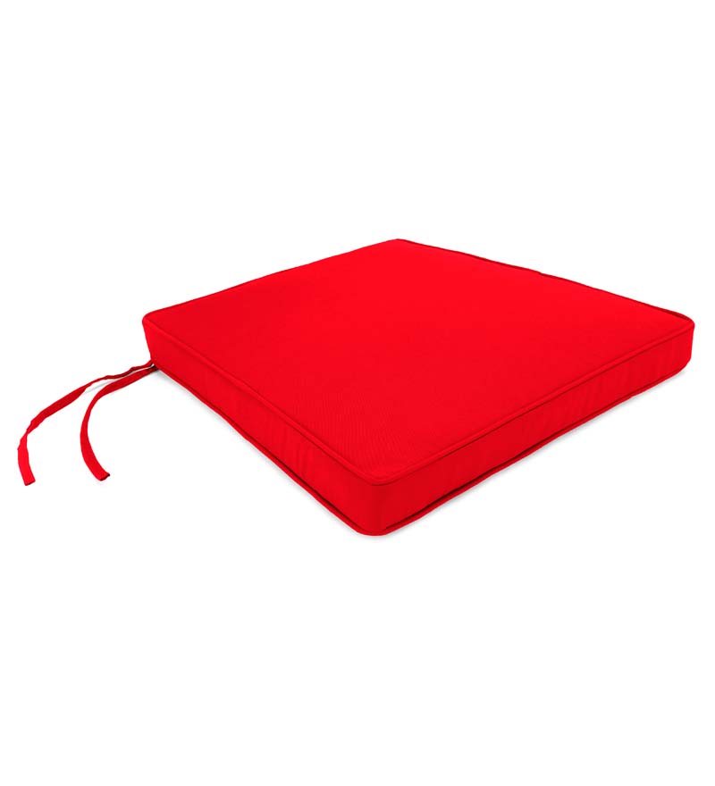Plow & Hearth Outdoor Furniture Cushions Outdoor Living Sunbrella Tapered Rocker Seat Cushion With Ties, 21" Front/17" Back X 19" X 3" - Bandana