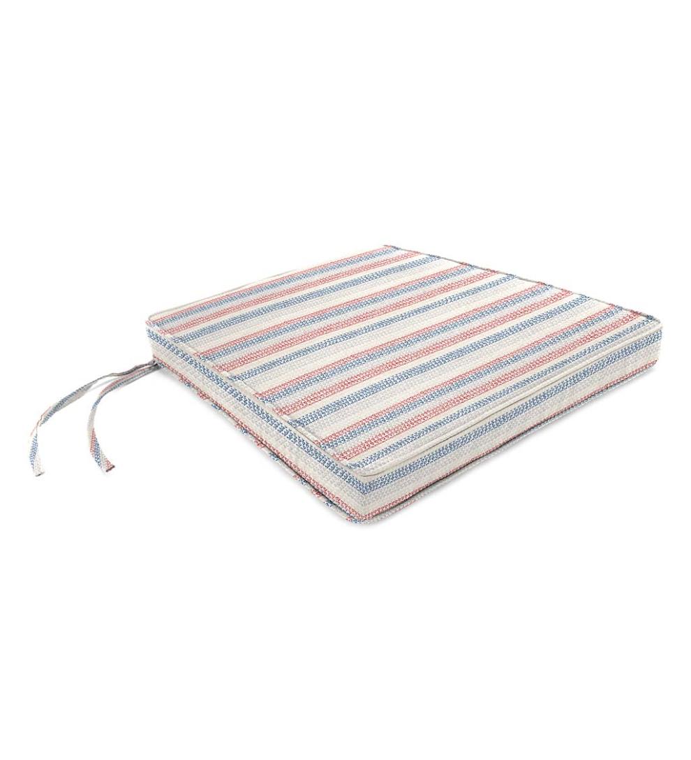 Plow & Hearth Outdoor Furniture Cushions Outdoor Living Sunbrella Tapered Rocker Seat Cushion With Ties, 21" Front/17" Back X 19" X 3" - Bandana