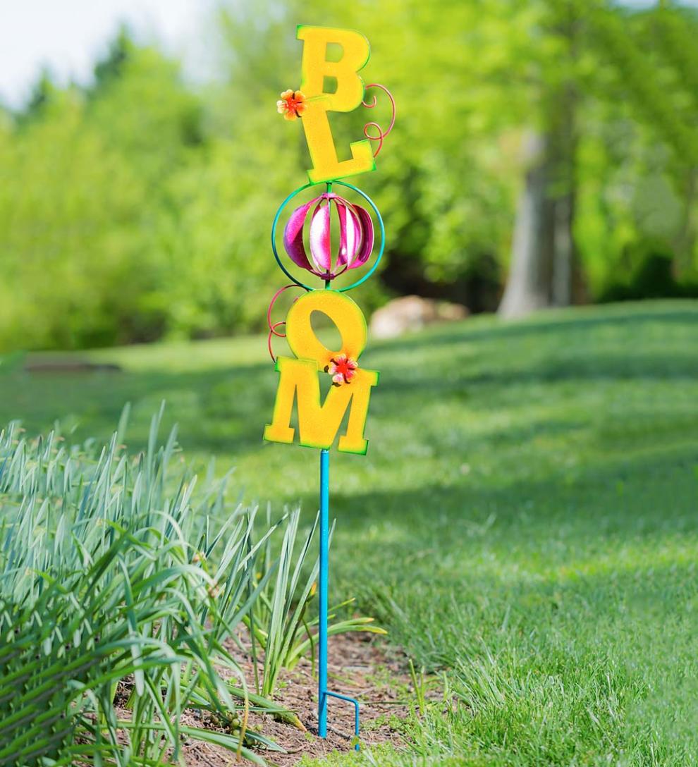 Plow & Hearth Decorative Garden Accents Yard & Garden 48"H Metal Bloom Wind Spinner