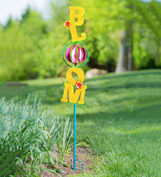 Plow & Hearth Decorative Garden Accents Yard & Garden 48"H Metal Bloom Wind Spinner