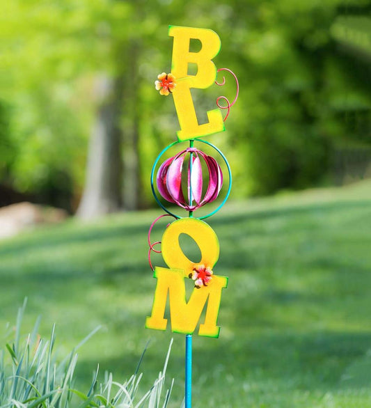 Plow & Hearth Decorative Garden Accents Yard & Garden 48"H Metal Bloom Wind Spinner