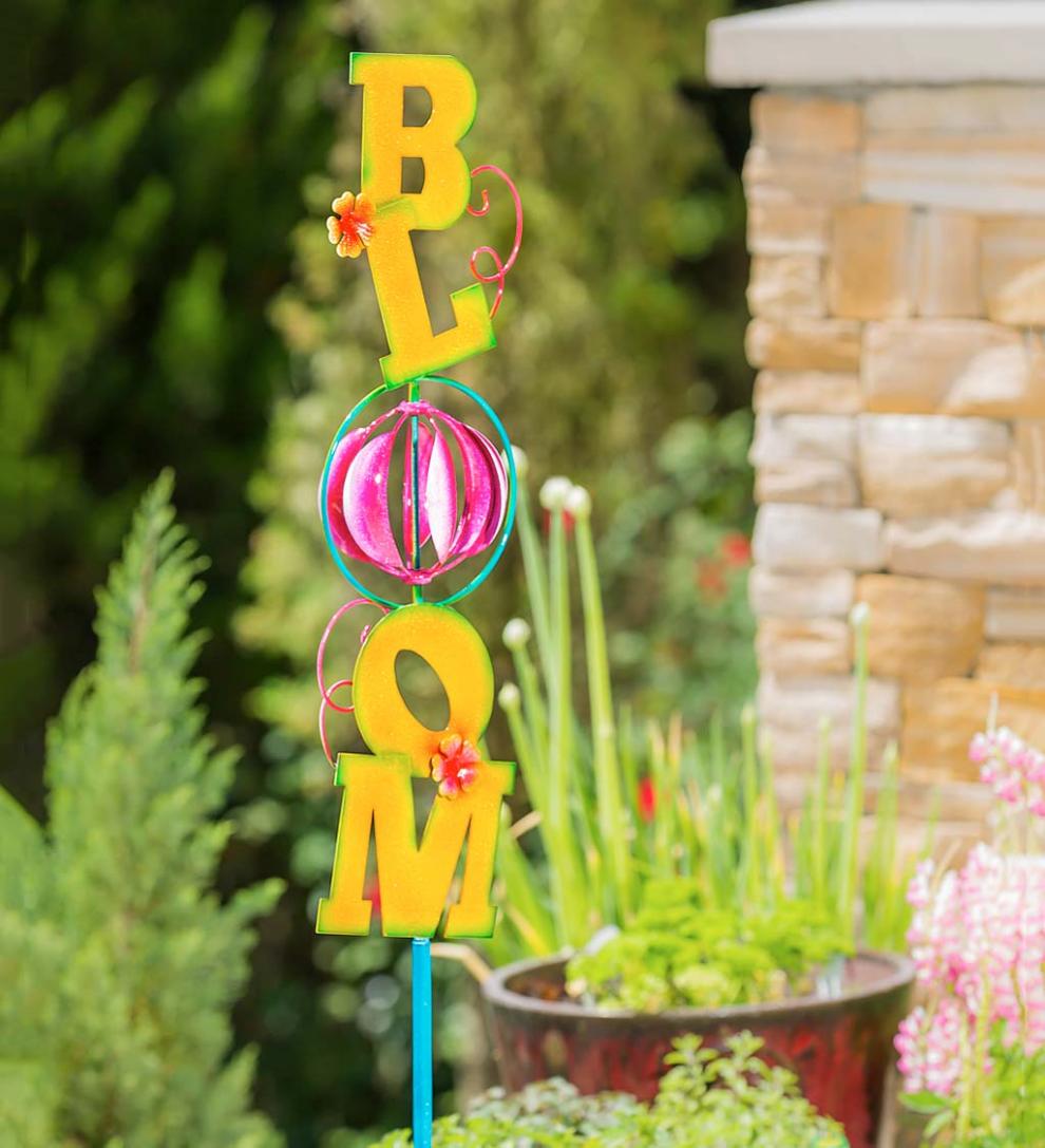 Plow & Hearth Decorative Garden Accents Yard & Garden 48"H Metal Bloom Wind Spinner