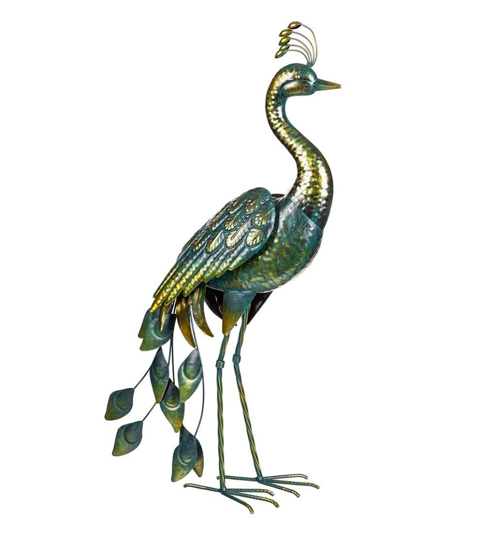 Plow & Hearth Decorative Garden Accents Yard & Garden 33"H Metal Peacock Garden Statue
