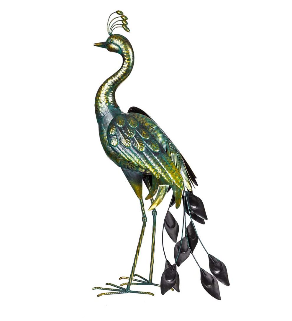 Plow & Hearth Decorative Garden Accents Yard & Garden 33"H Metal Peacock Garden Statue
