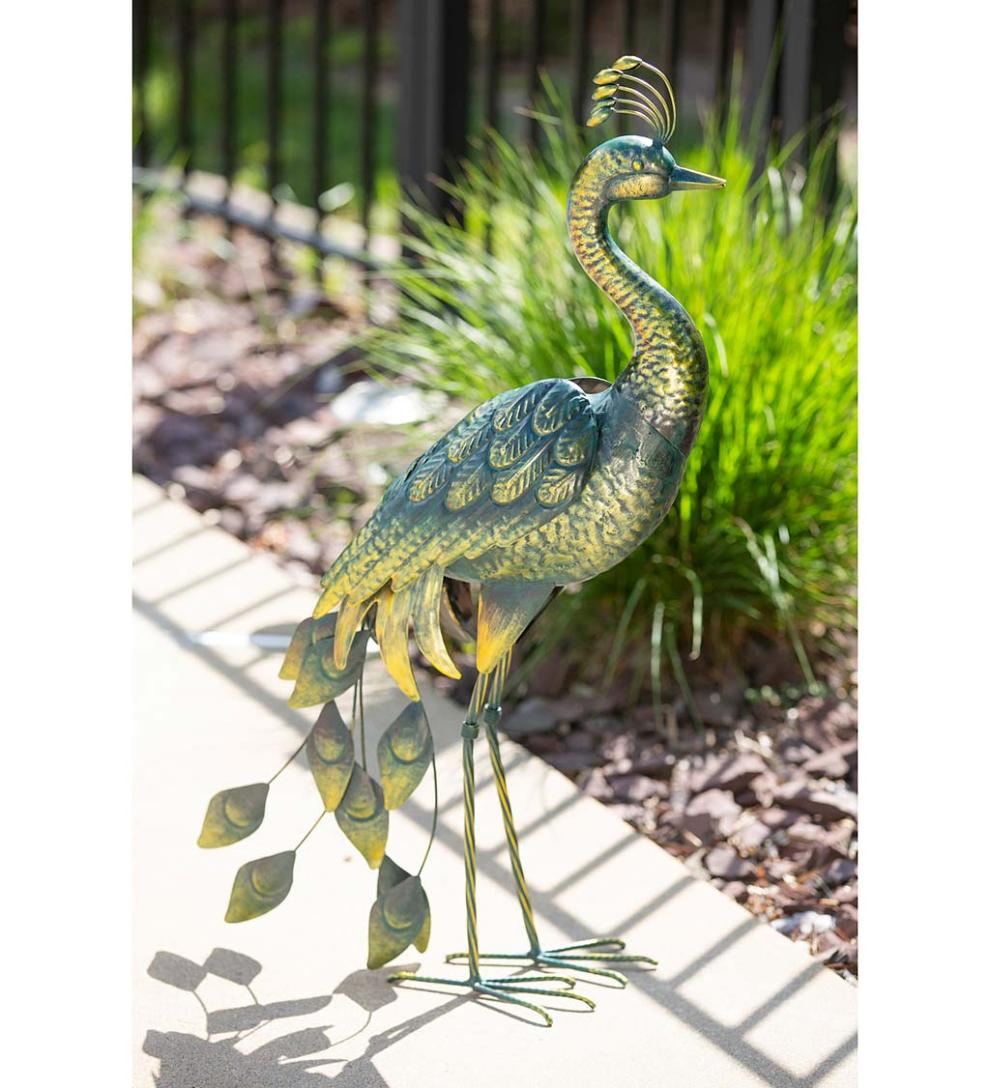 Plow & Hearth Decorative Garden Accents Yard & Garden 33"H Metal Peacock Garden Statue