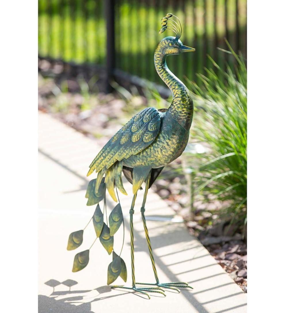 Plow & Hearth Decorative Garden Accents Yard & Garden 33"H Metal Peacock Garden Statue