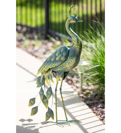 Plow & Hearth Decorative Garden Accents Yard & Garden 33"H Metal Peacock Garden Statue