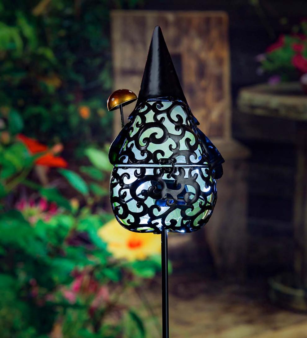 Plow & Hearth Decorative Garden Accents Yard & Garden 36"H Secret Solar Garden Stake - Gnome