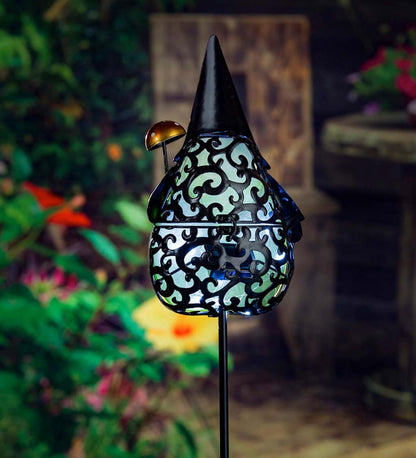 Plow & Hearth Decorative Garden Accents Yard & Garden 36"H Secret Solar Garden Stake - Gnome