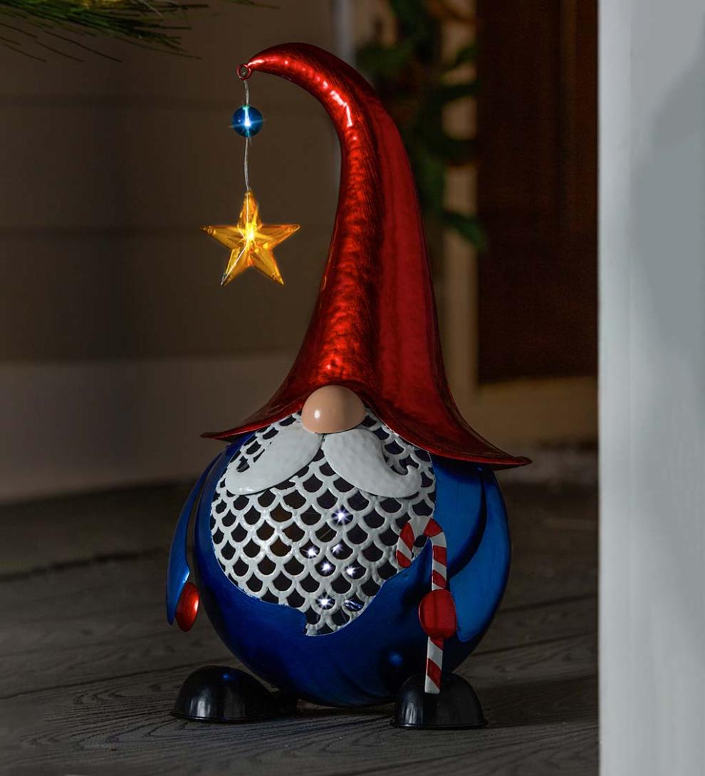 Plow & Hearth Garden Accents Yard & Garden Twinkling Light Solar Garden Gnome, 16½"H