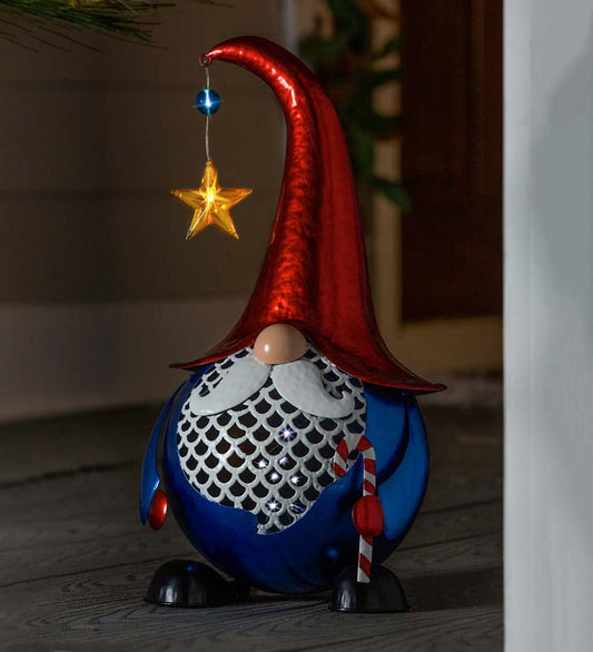 Plow & Hearth Garden Accents Yard & Garden Twinkling Light Solar Garden Gnome, 16½"H