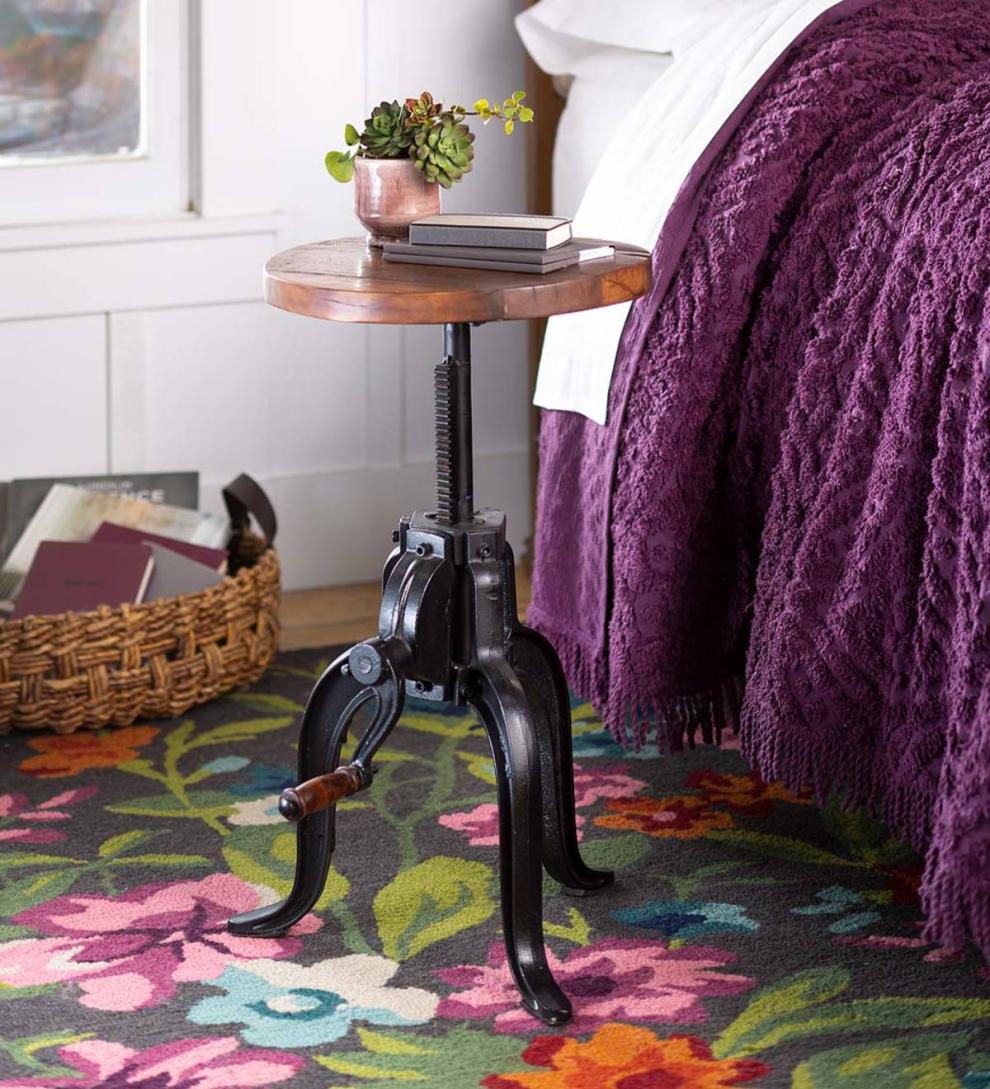 Plow & Hearth Accent Tables Indoor Living Allegheny Reclaimed Wood Adjustable Height Crank Table