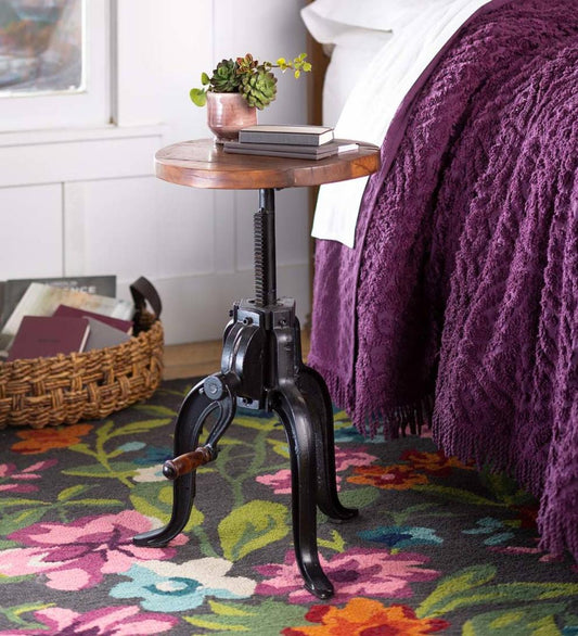 Plow & Hearth Accent Tables Indoor Living Allegheny Reclaimed Wood Adjustable Height Crank Table