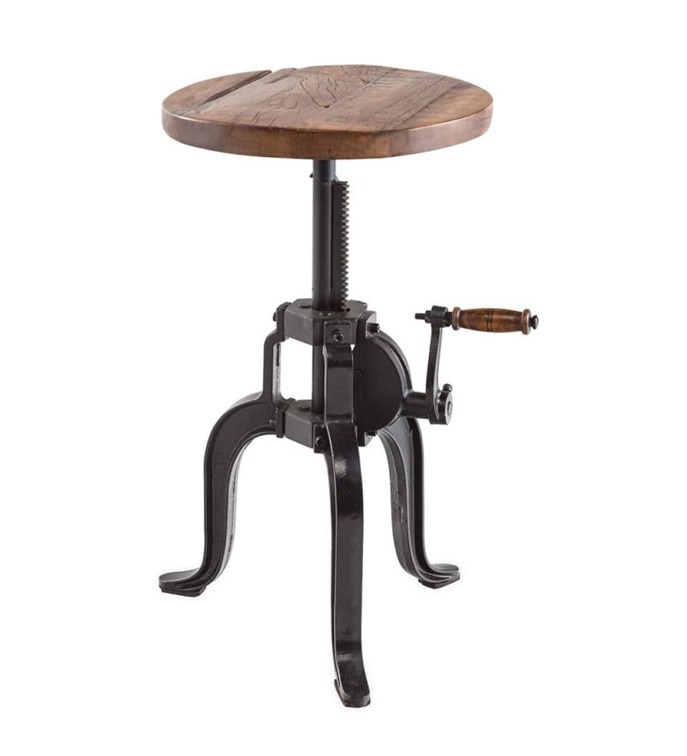Plow & Hearth Accent Tables Indoor Living Allegheny Reclaimed Wood Adjustable Height Crank Table