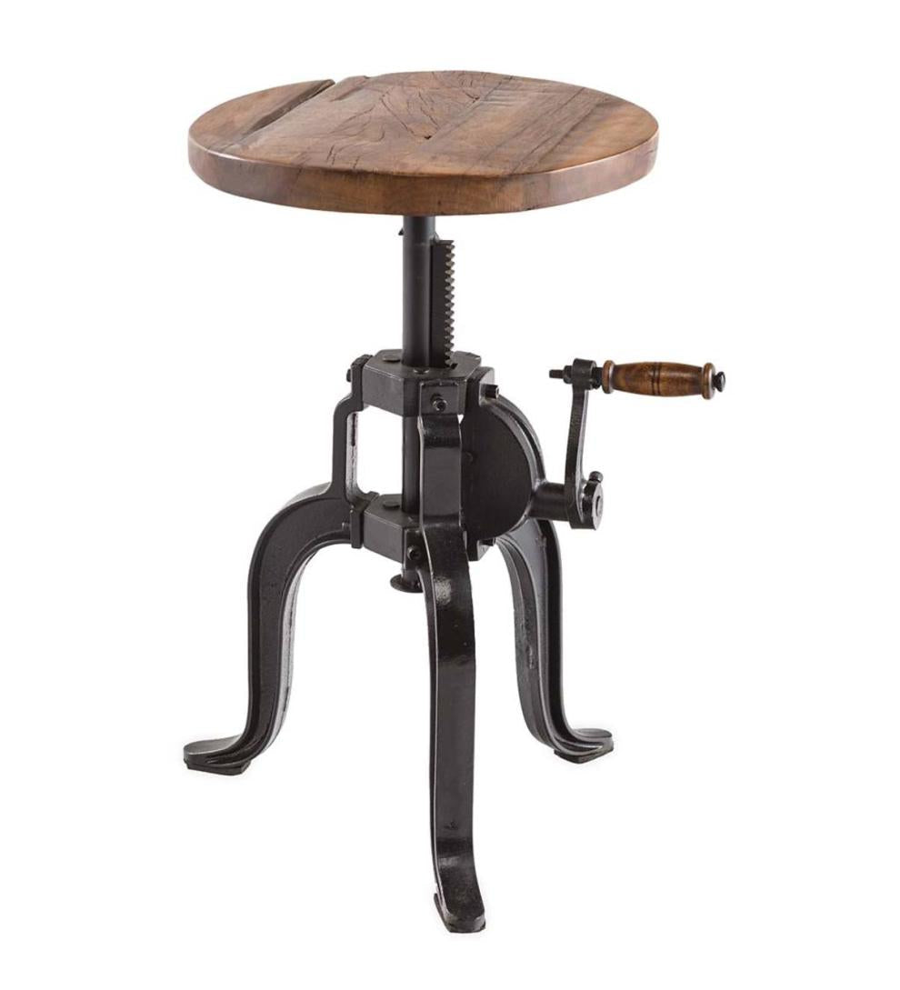 Plow & Hearth Accent Tables Indoor Living Allegheny Reclaimed Wood Adjustable Height Crank Table
