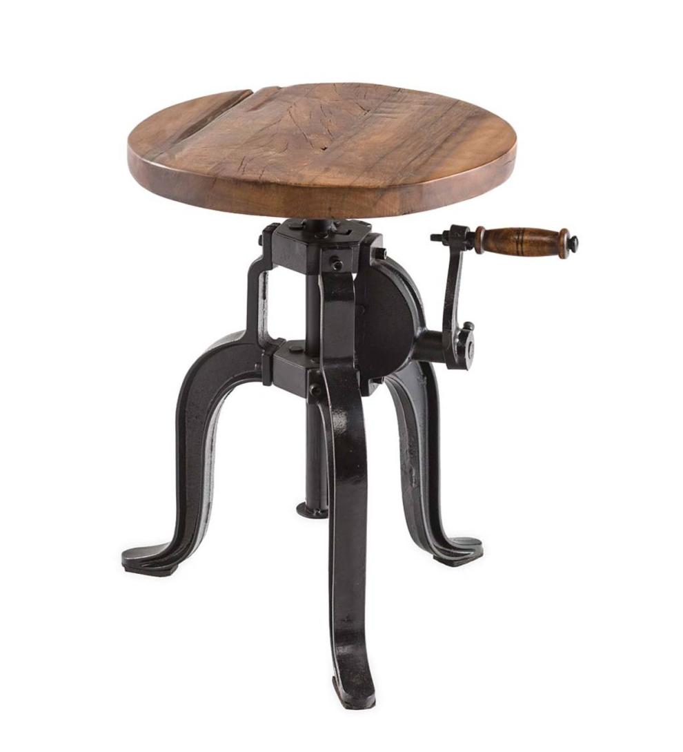 Plow & Hearth Accent Tables Indoor Living Allegheny Reclaimed Wood Adjustable Height Crank Table