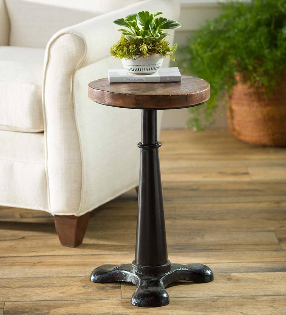 Plow & Hearth Accent Tables Indoor Living Allegheny Reclaimed Wood Adjustable Height Table