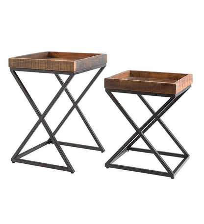 Plow & Hearth Accent Tables Indoor Living Allegheny Reclaimed Wood Nesting Tables, Set Of Two