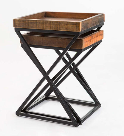 Plow & Hearth Accent Tables Indoor Living Allegheny Reclaimed Wood Nesting Tables, Set Of Two