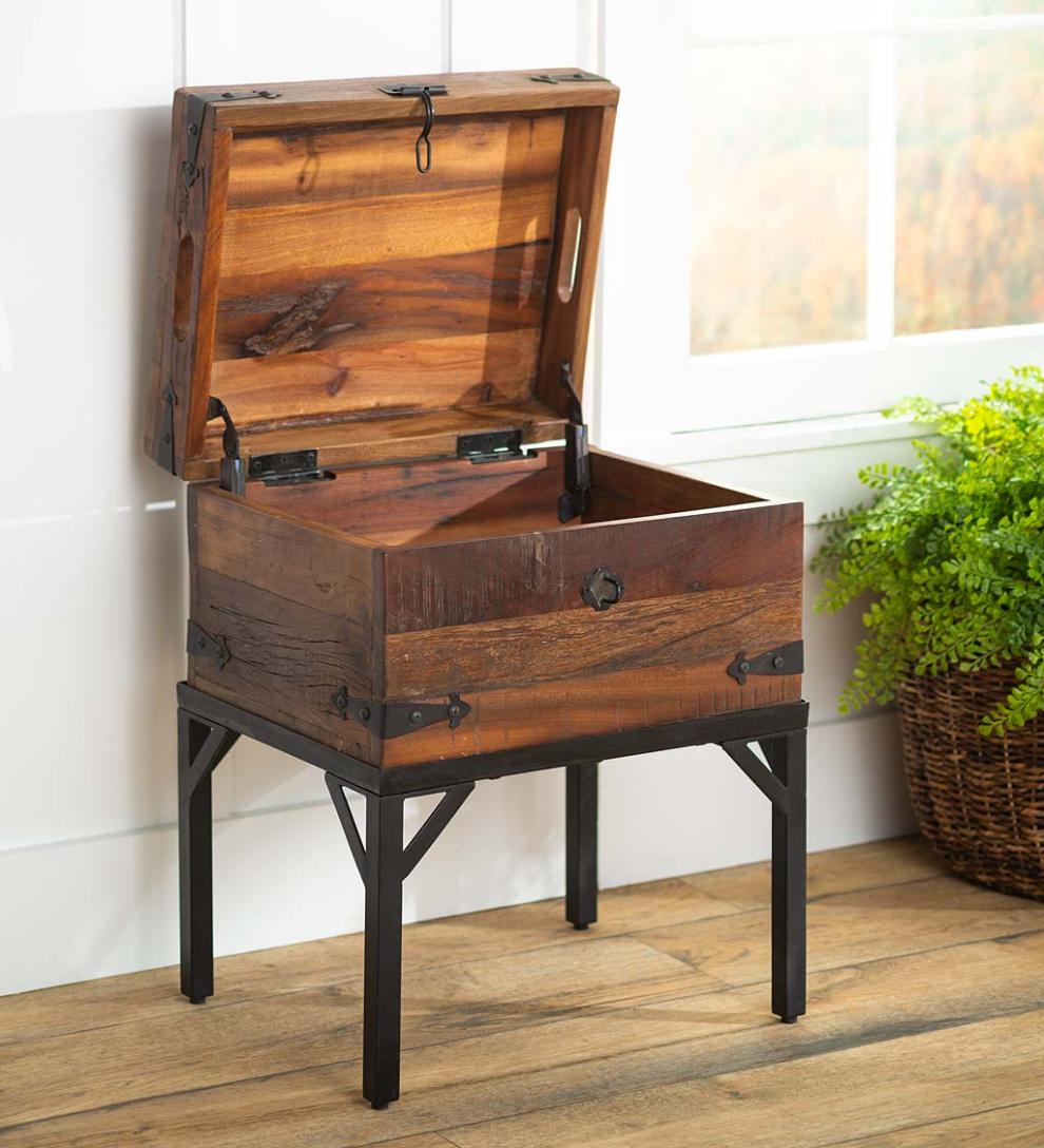 Plow & Hearth Accent Tables Indoor Living Allegheny Reclaimed Wood Storage Trunk Table