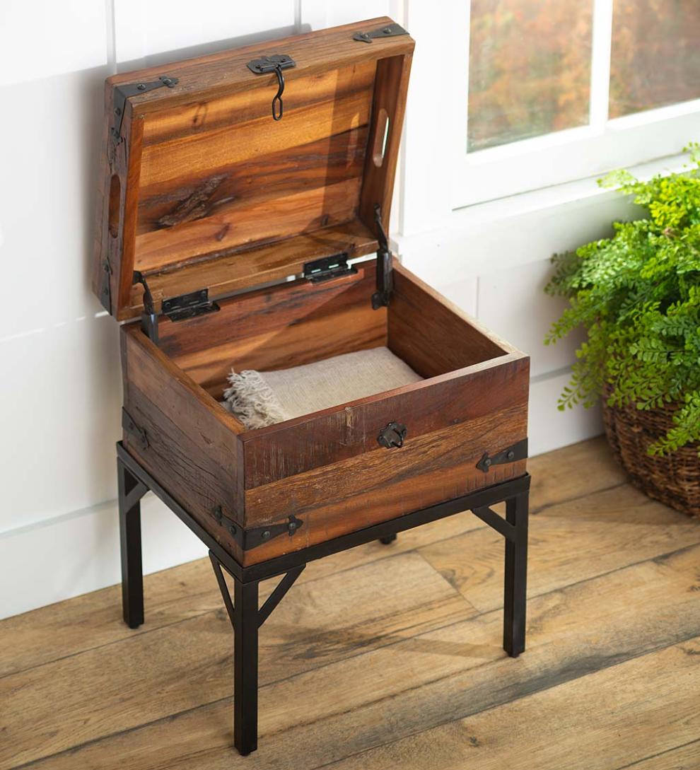 Plow & Hearth Accent Tables Indoor Living Allegheny Reclaimed Wood Storage Trunk Table