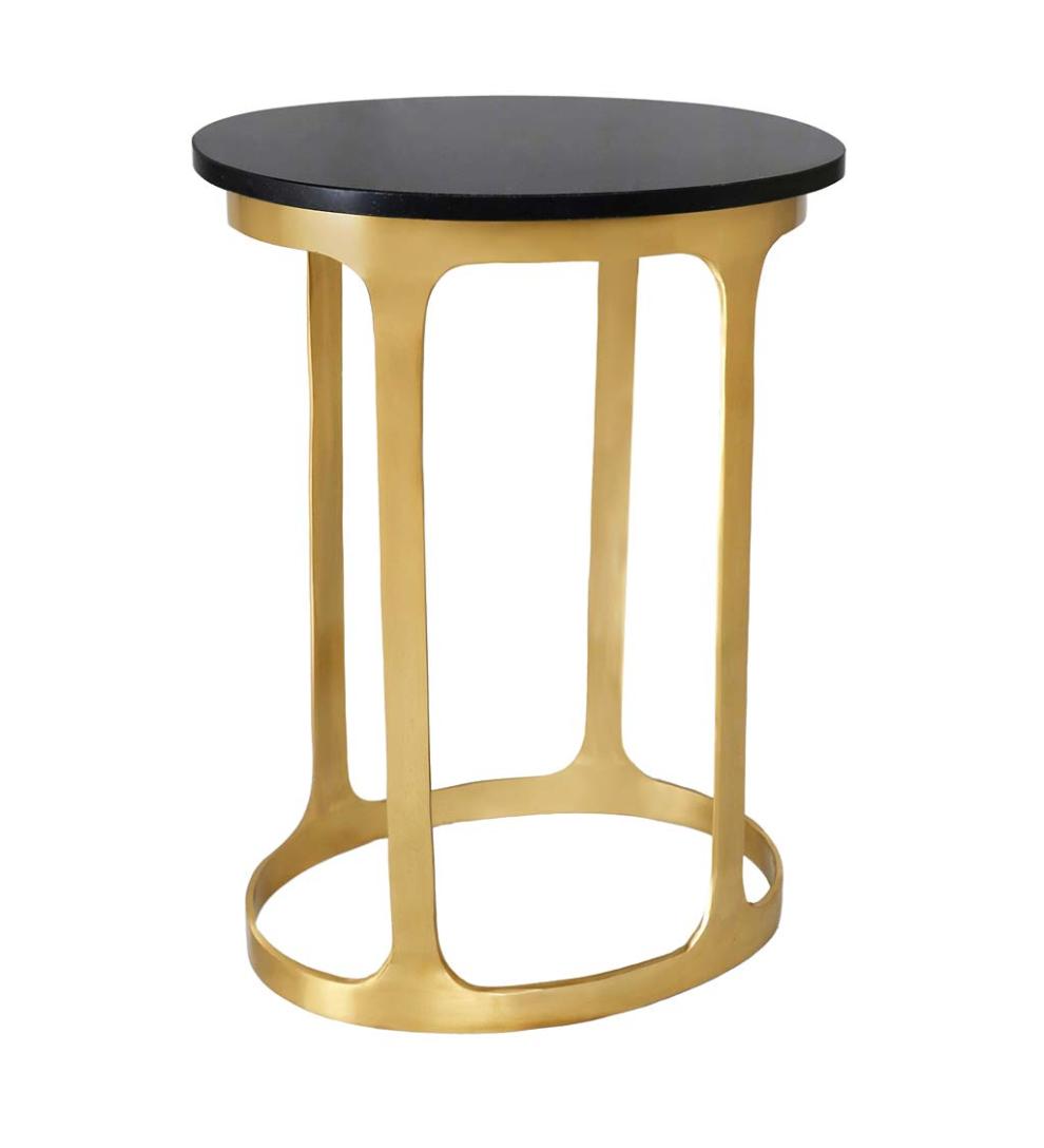 Plow & Hearth Accent Tables Indoor Living Black Marble Top Oval Accent Table - Black/Gold
