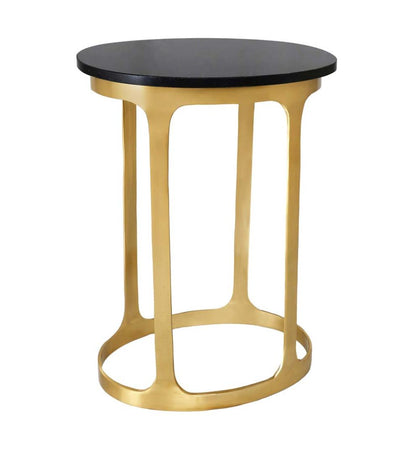 Plow & Hearth Accent Tables Indoor Living Black Marble Top Oval Accent Table - Black/Gold