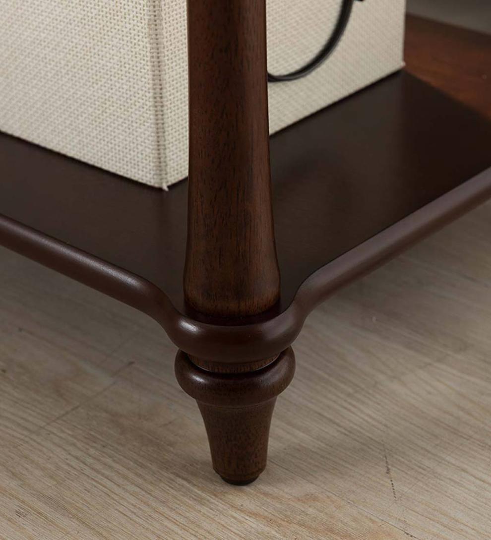 Plow & Hearth Accent Tables Indoor Living Camden Side Table With Charging Station – Dark Cherry - Chesnut