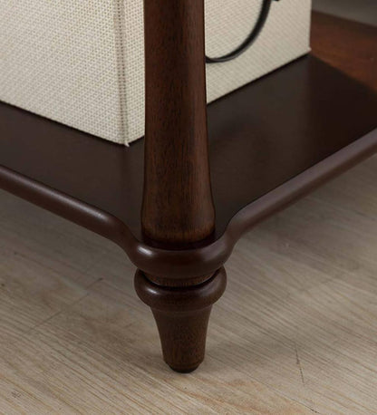 Plow & Hearth Accent Tables Indoor Living Camden Side Table With Charging Station – Dark Cherry - Chesnut