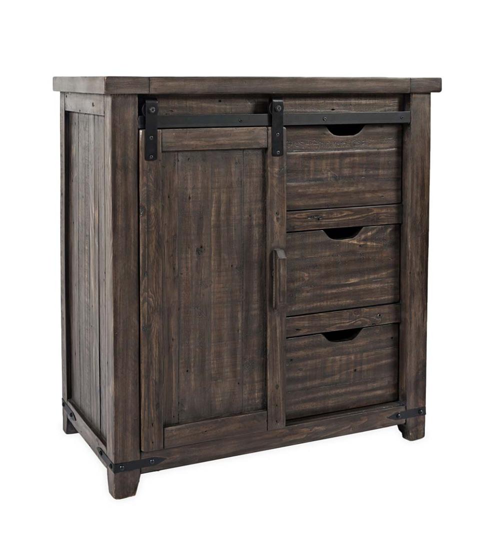 Plow & Hearth Accent Tables Indoor Living Cape Charles Barn Door Wood Storage Cabinet With Barnwood Finish - Barnwood